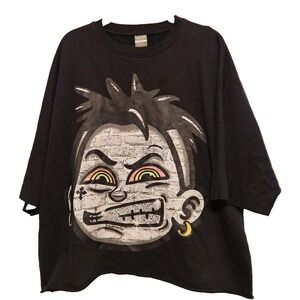 Oversize Graffiti Streetwear Sweatshirt Front & Back Graphic, Raw Hem, Baggy X